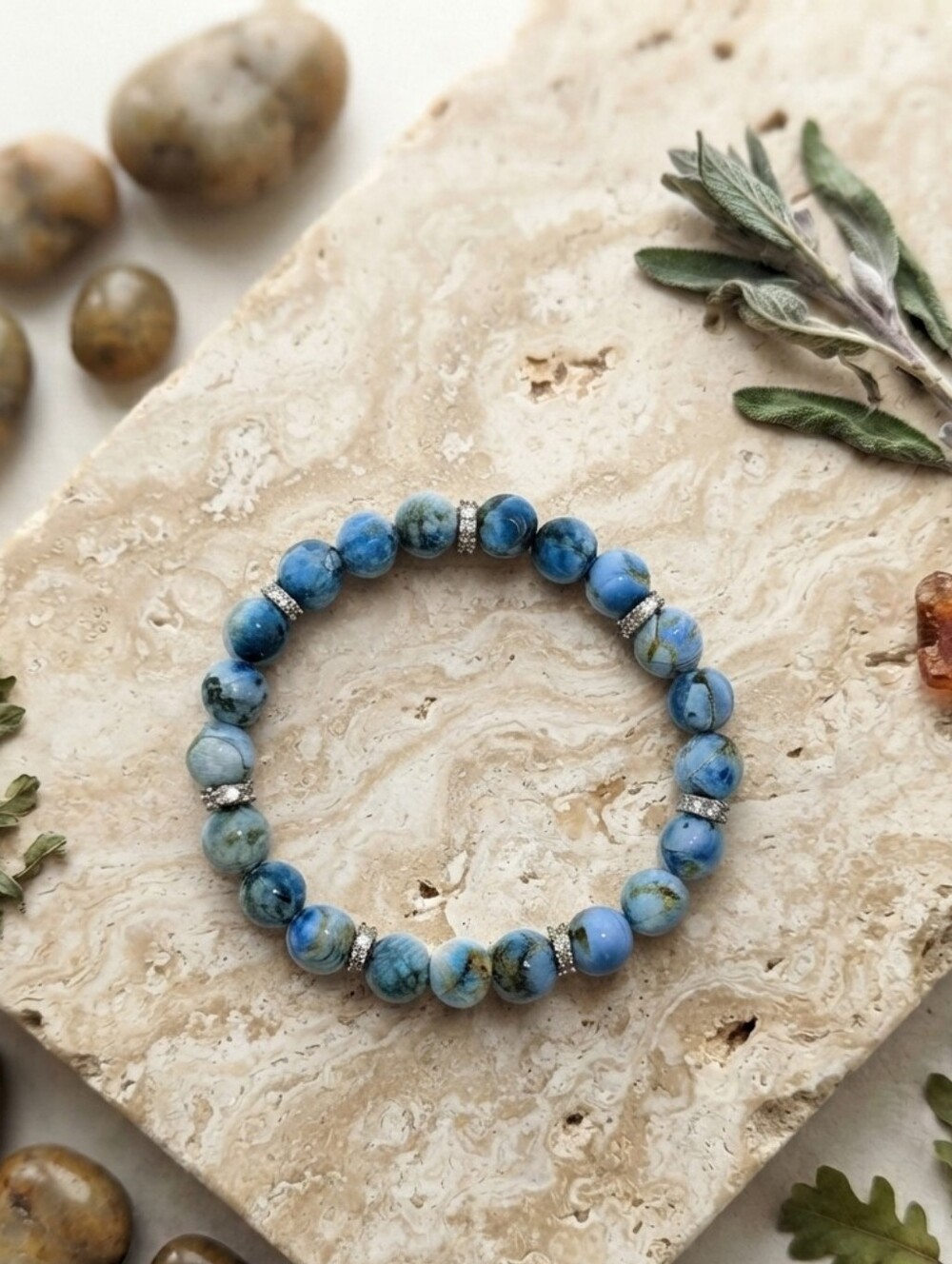 Apatite Bracelet With Cubic Zirconia Accents